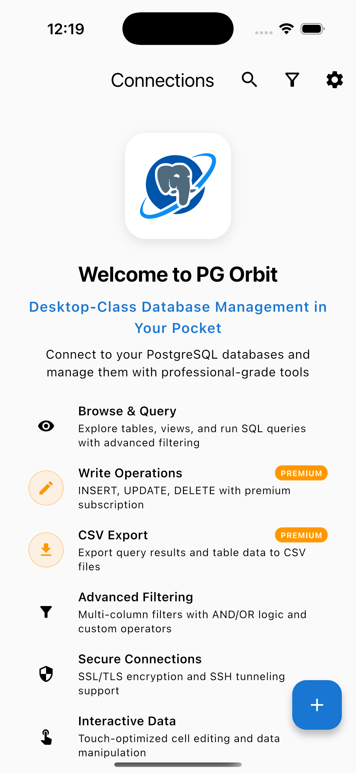 Welcome screen on iPhone