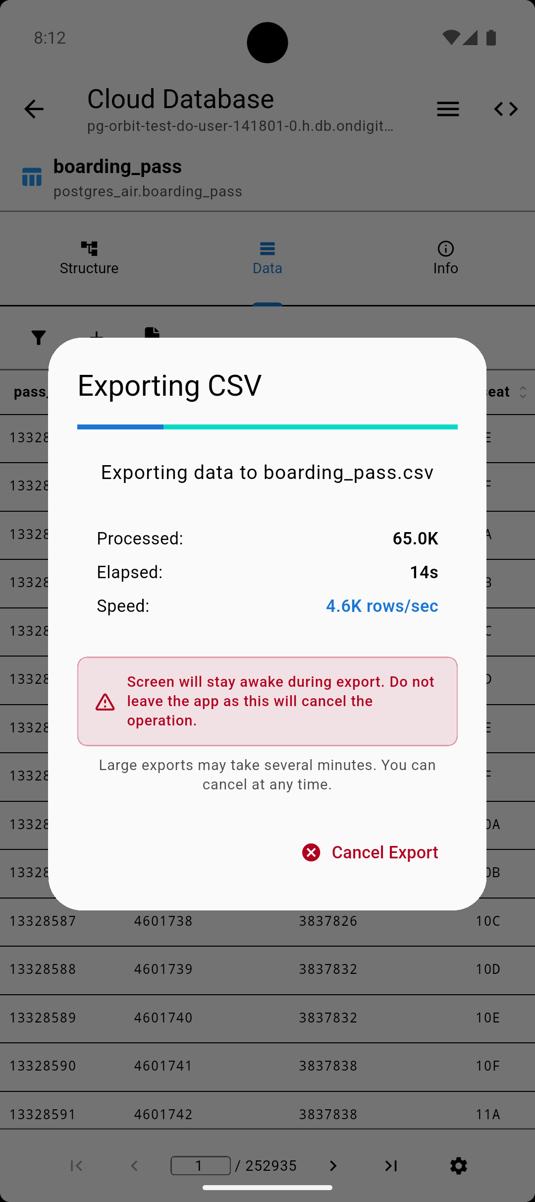 Export & Analysis screenshot